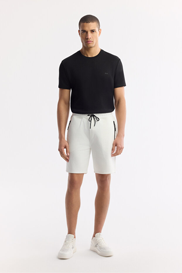 Erkek Regular Fit Ekru Beli Lastikli Bağcıklı Bi-Stretch İnterlok Şort A51Y3631 - 5