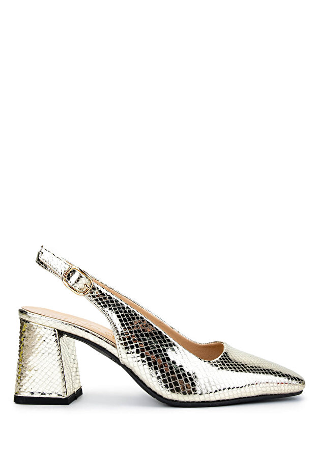 Women's Genuine Leather Gold Heeled Shoes