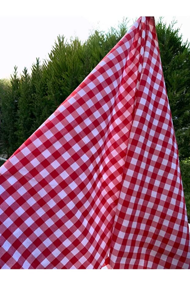 نزهة من القماش القطني بنمط مربع كبير، مفرش طاولة (قماش أدوات المائدة) - 1