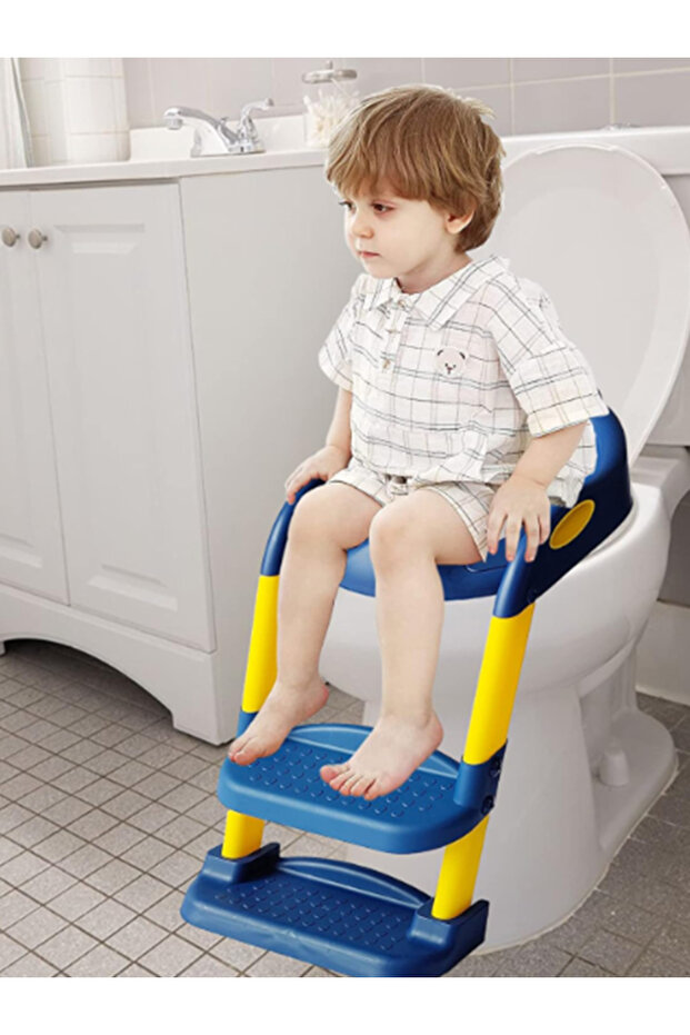 Kids Toilet Training Stool with Anti-Slip Base, Safety Handles & Soft Seat