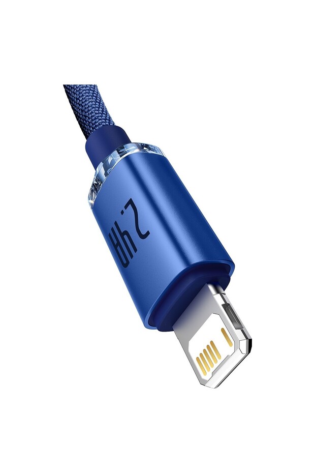 Crystal Shine Fast Charging 2.4A Lightning Kablo 1.2m-Mavi - 2