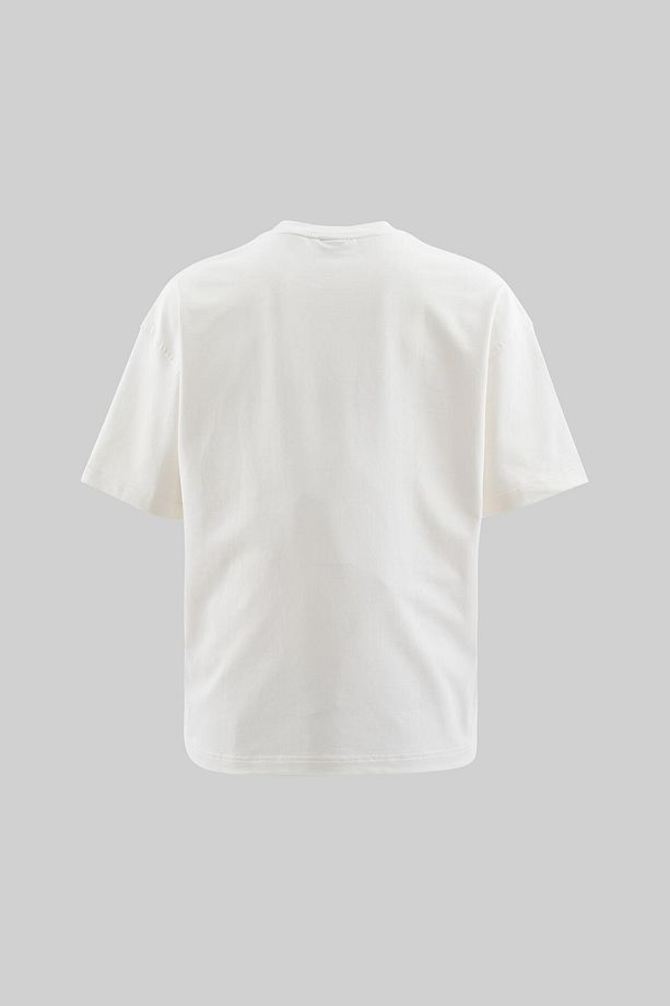 Erkek Splater Look Colored Embroidered Oversize Ekru Tişört - 3