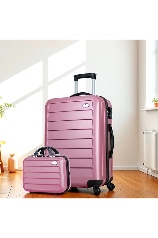 Ruby Abs Orta Ve Makyaj Boy Rose Gold 2'li Valiz Seti - 1