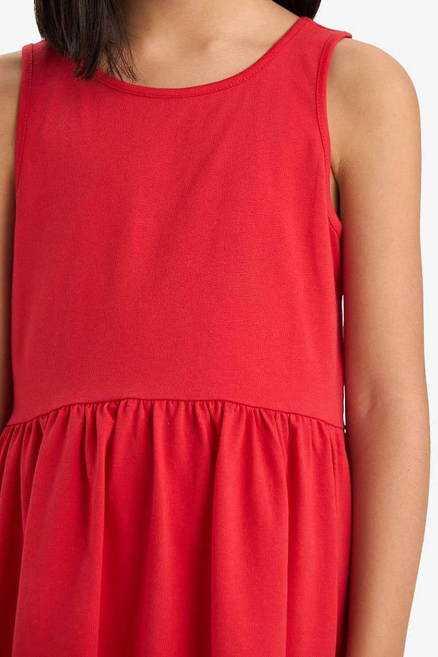 Kız Çocuk Bisiklet Yaka Basic Düz Kolsuz Yazlık Elbise B4336a825sm - 4