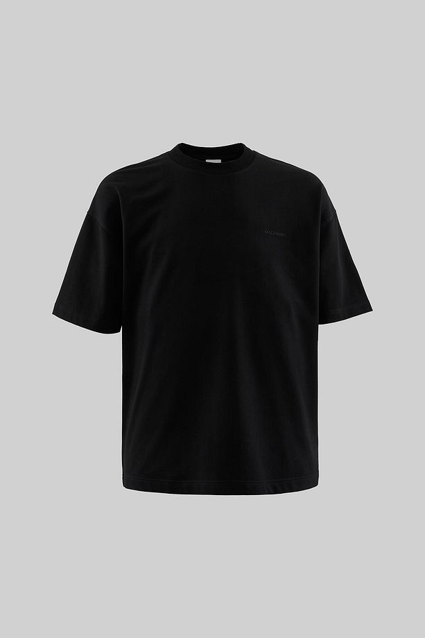 Erkek Solid Basic Pamuklu Oversize Siyah Tişört - 1