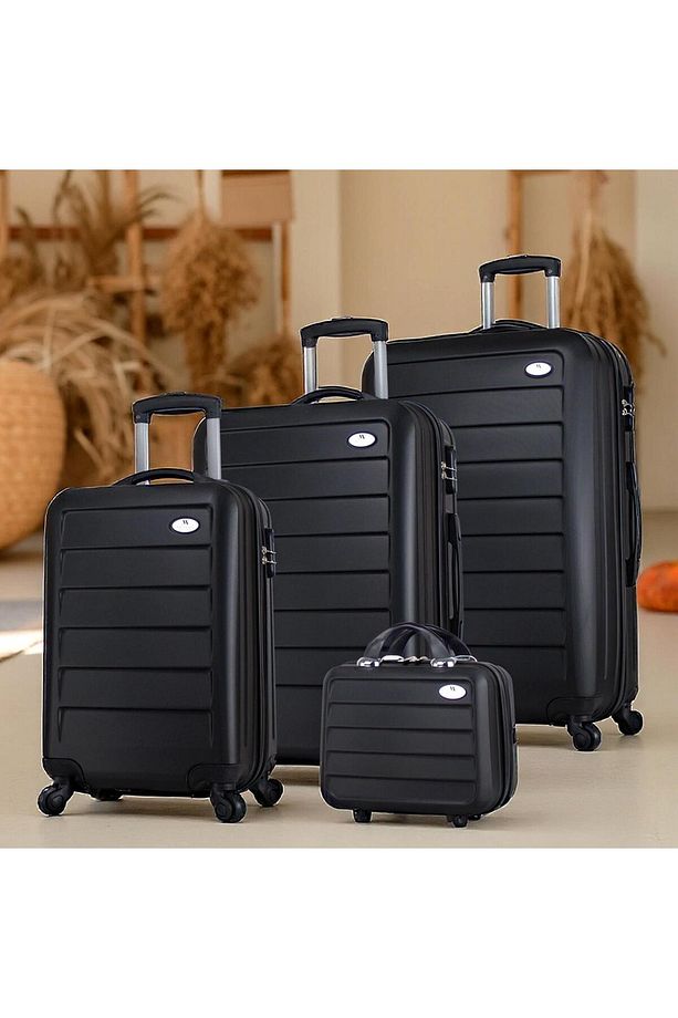 Ruby Abs Kabin Orta Büyük Ve Makyaj Boy Siyah 4'lü Travel Valiz Seti - 1