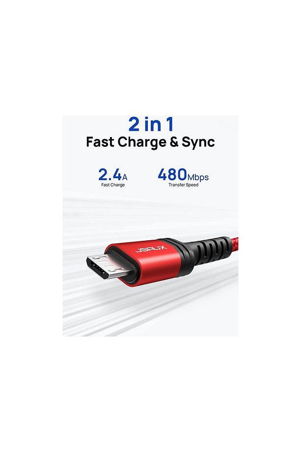 Micro Usb 2.4a Hızlı Şarj Ve Data Kablosu , Android Şarj Cihazı Mikro Usb'den Usb'ye Naylon Ör - 4