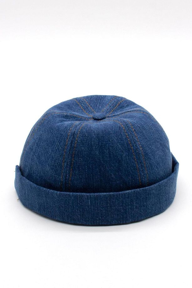 Unisex Denim Docker Cap Sipersiz Kot Şapka - 1