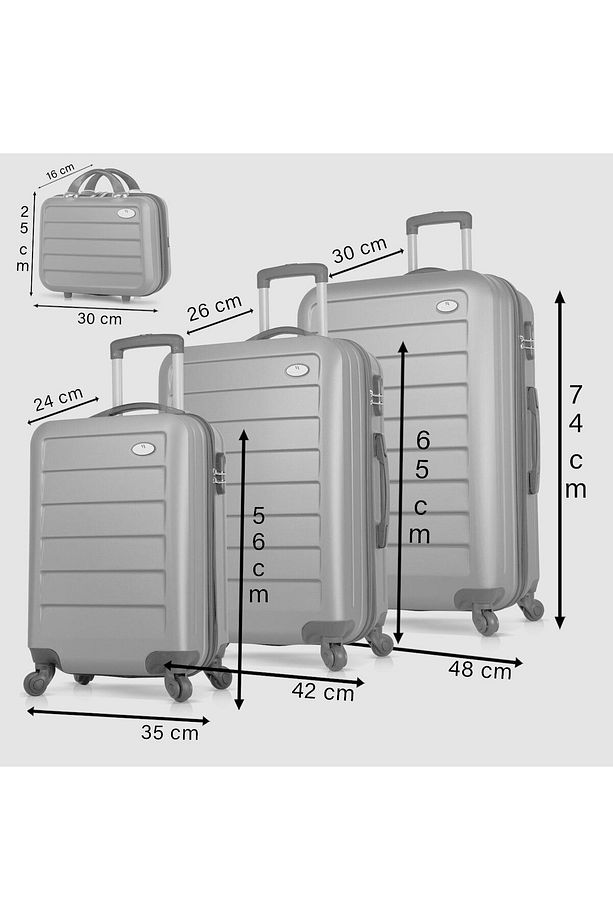 Ruby Abs Kabin Orta Büyük Ve Makyaj Boy Mavi 4'lü Travel Valiz Seti - 4