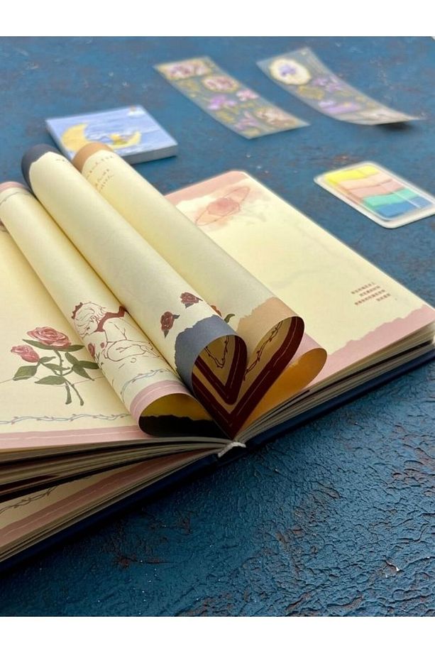 Özel Tasarım Küçük Prens 3 Parça (Defter+Post-it+İndeks) Mavi Set/ Index/ Post-it /Defter/ Yapışkanl - 4