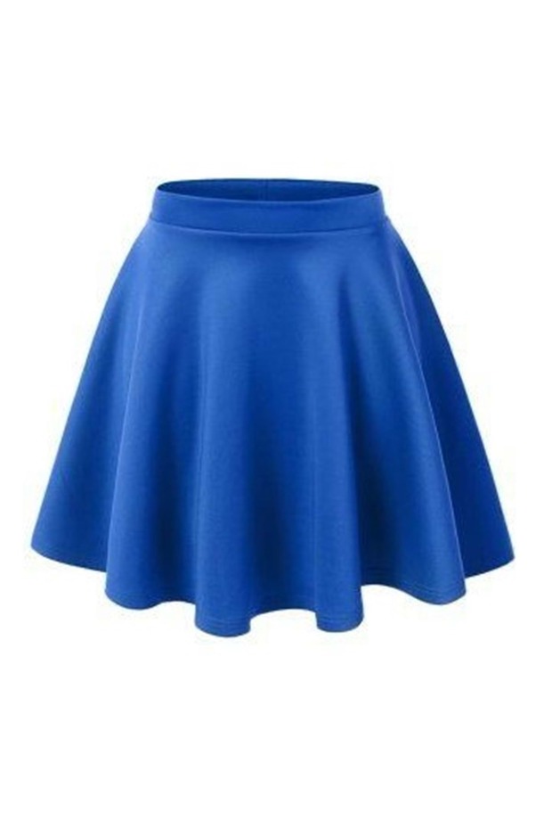 Scuba Fabric Girl's Flared Holiday Skirt Cobalt Blue