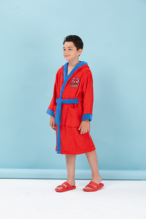 رداء حمام سبايدرمان مرخص باللون الأحمر - 7