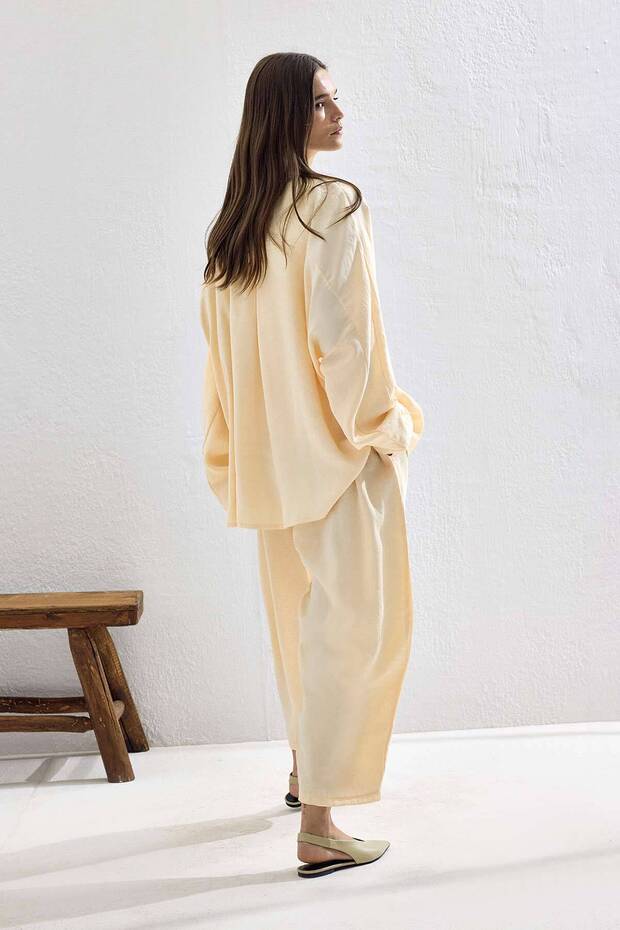 Basic Oversize Krem Pantolon Takım - 7