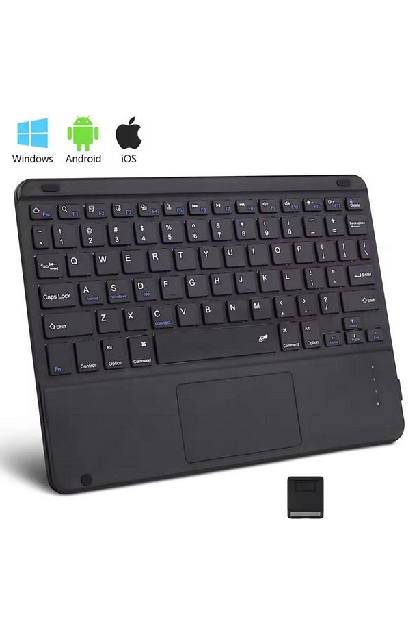 Bluetooth Kablosuz Klavye | Touchpadli, Tüm Tablet ve Telefon Uyumlu, iOS Android Windows Destekli - 1
