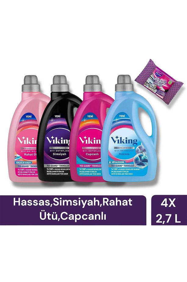 2700 ML 4 lü Set Sıvı Deterjan + Magic Sünger - 1