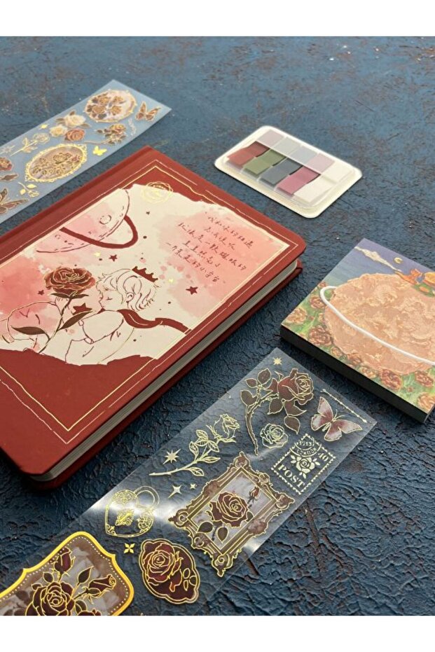 Special Design Little Prince 3 Pieces (Notebook+Post-It+Index) Claret Red Set/ Index/ Post-It /Notebook/ Sticky - 1