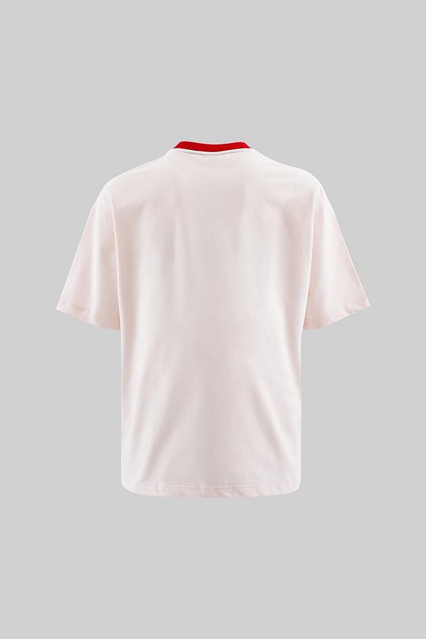 Erkek Color Gradient Embroidered Oversize Açık Pembe Tişört - 3