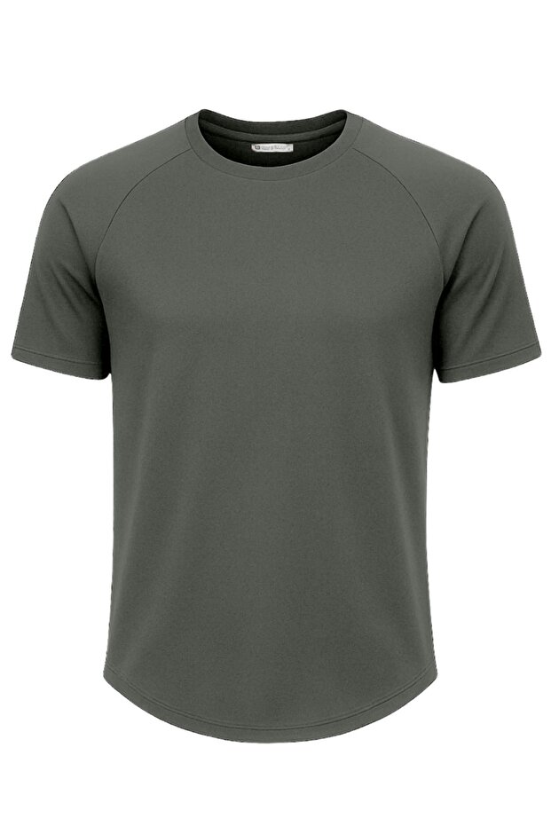 Ghassy Co. Men's Raglan Oval Cut 100% Cotton Soft Textured Crew Neck T-Shirt