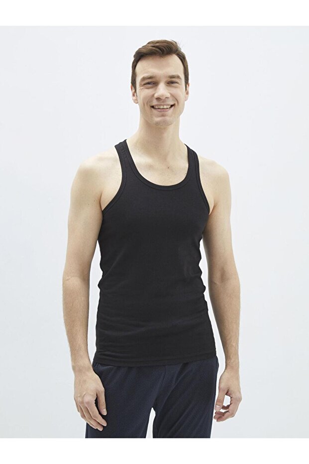 قميص داخلي رجالي من القطن الأساسي برقبة دائرية مكون من قطعتين (S2) - 2