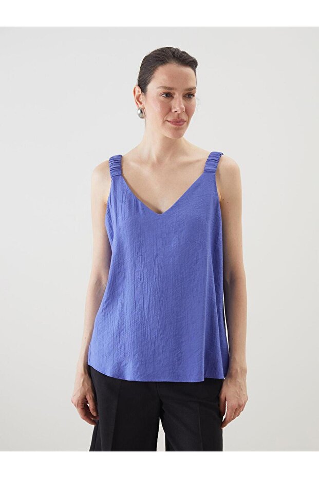 V-Neck Textured Women's Blouse (S5)