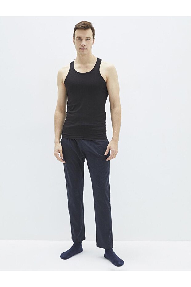 قميص داخلي رجالي من القطن الأساسي برقبة دائرية مكون من قطعتين (S2) - 5