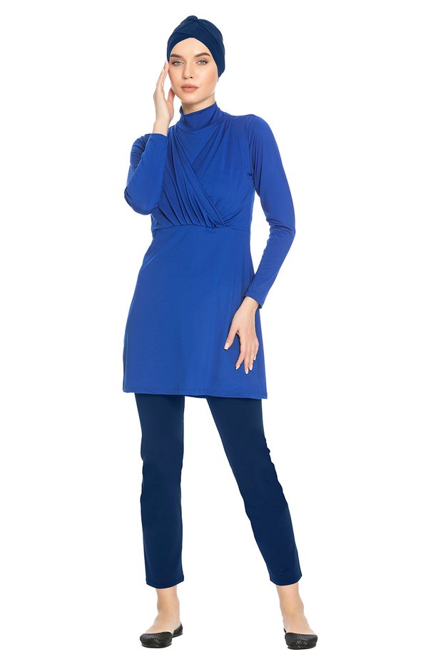 Plus Size Lycra Full Covered Hijab Swimsuit 1285 Cobalt Blue