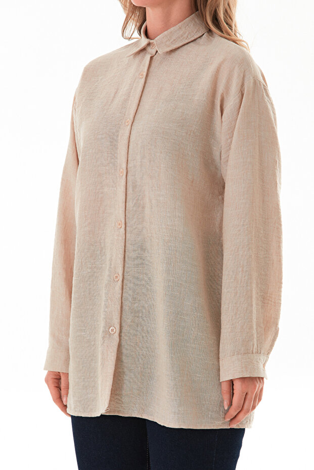 Kırçıllı Düğmeli Oversize Gömlek - 7