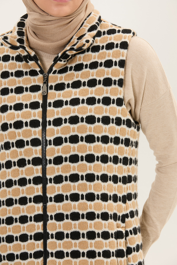 Fermuarlı Örme Dokulu Yelek - 4