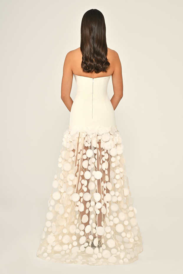 Krep Eteği 3 Boyutlu Tül Uzun Abiye Elbise Alfa Beta B7067 - 3