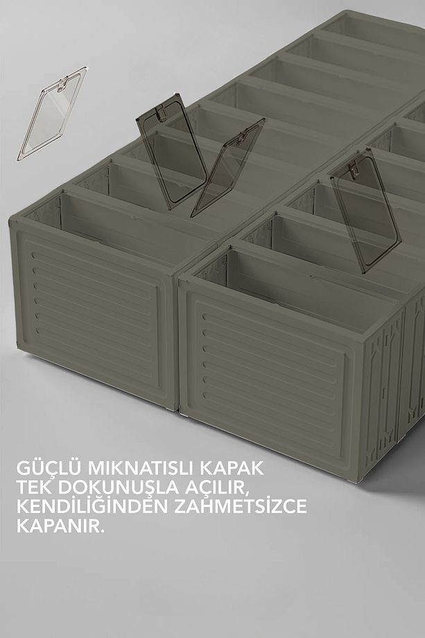 6 Katlı Katlanabilir Ayakkabılık, Modüler Ayakkabı Dolabı, Portatif Düzenleyici, Toprak - 3