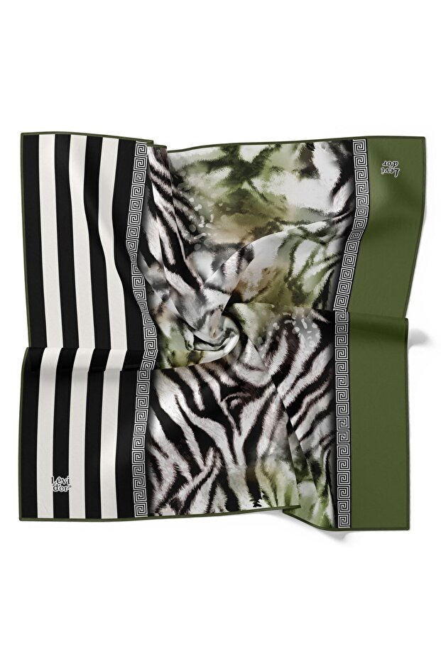 وشاح كريستالي لامع بنمط الفهد مخطط - 2