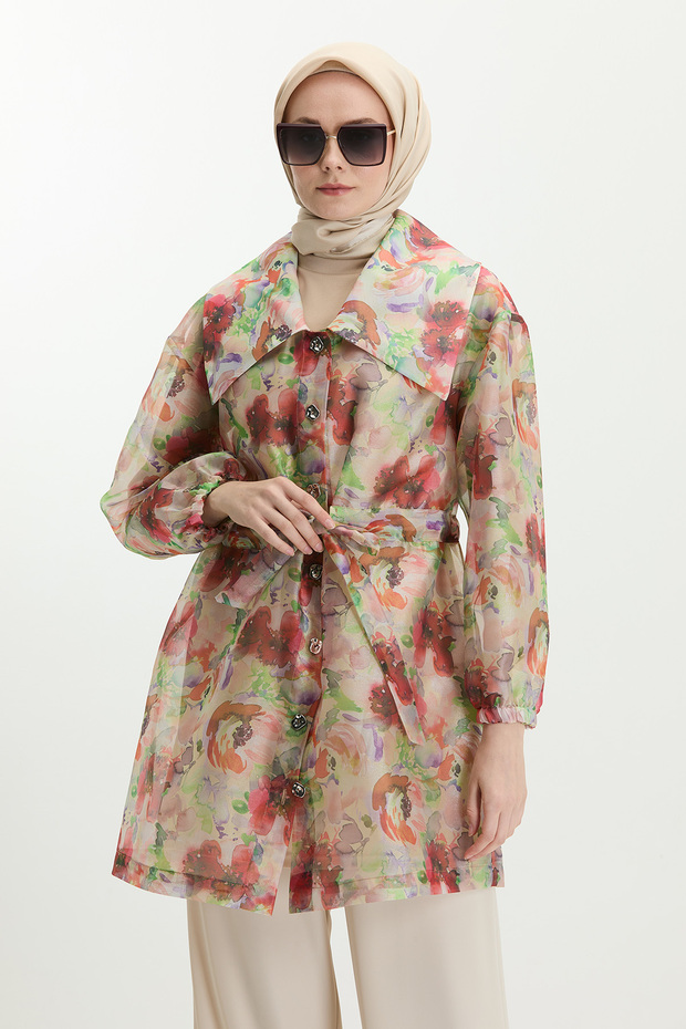 Düğmeli Organze Kap - 3