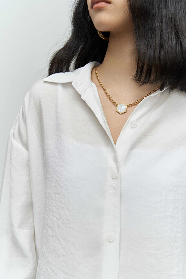 Zaria Beyaz Oversize Gömlek - 4