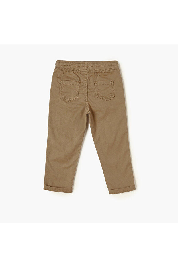 بنطلون سادة مع رباط للإغلاق - 4