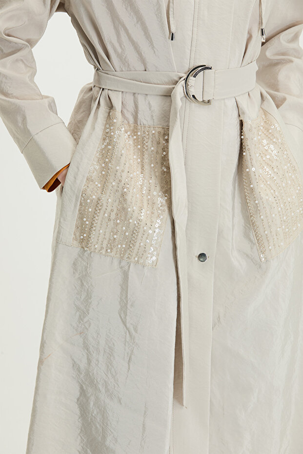 Kapüşonlu Fermuarlı Pardösü - 7