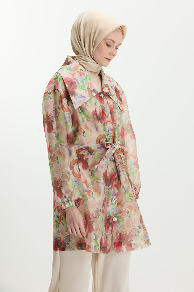 Düğmeli Organze Kap - 1