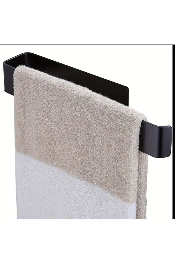 -Paslanmaz Çelik Havluluk /Siyah /Yapışkanlı + Vidalı Sistem/ Banyo Lavabo Mutfak - 4