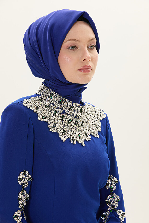 Taş İşlemeli Abiye Elbise - 7