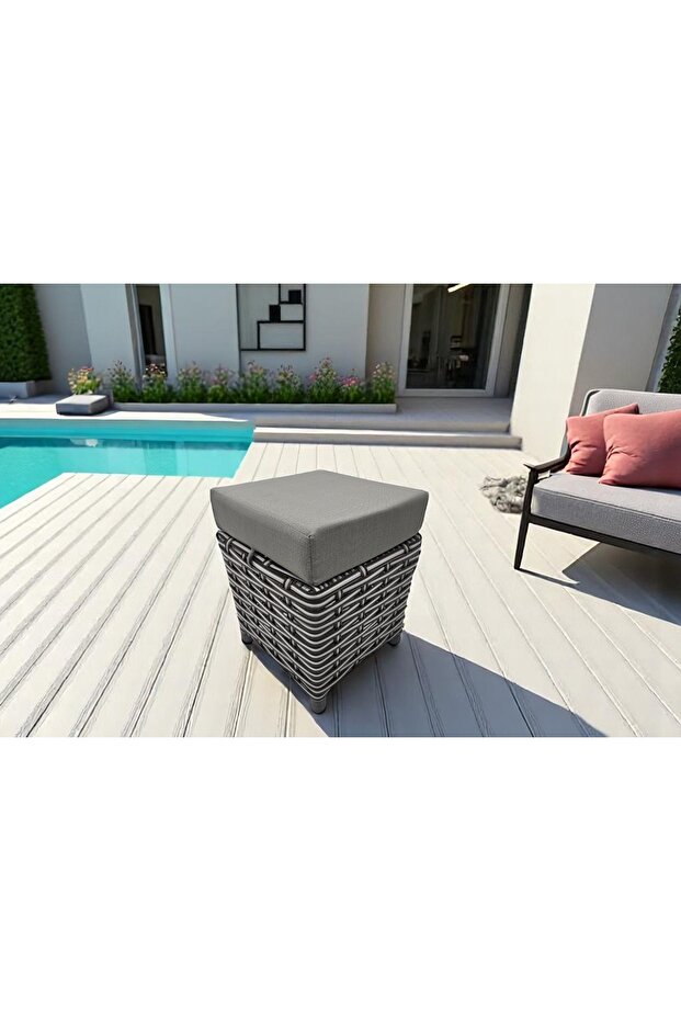 RATTAN PUF, GRİ - 1