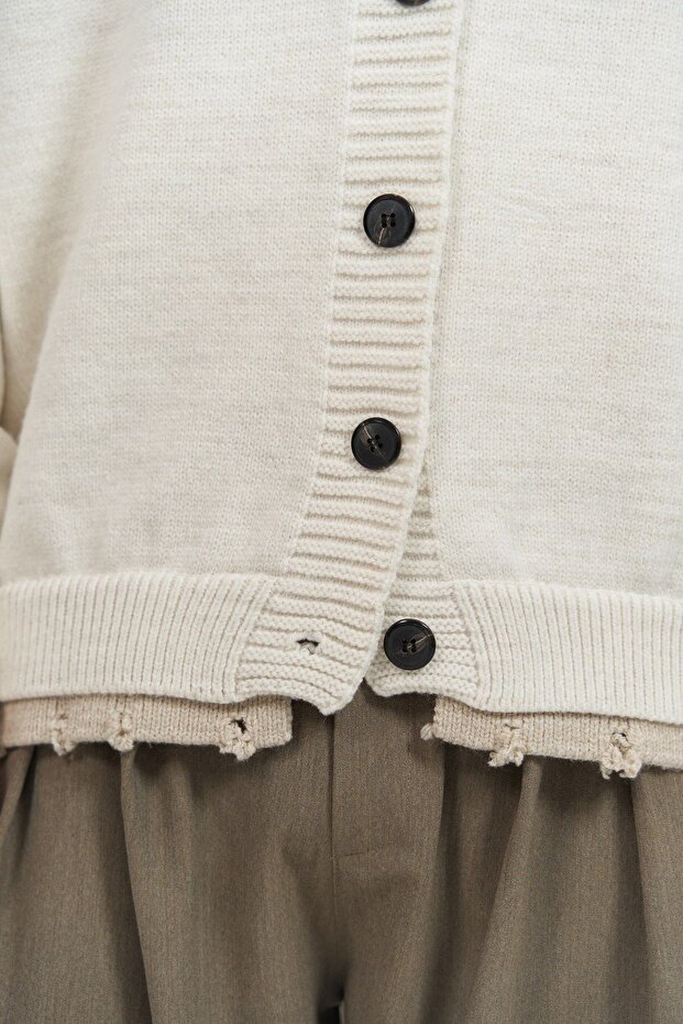 Raid Çift Yaka Ekru Erkek Triko Kazak - 6