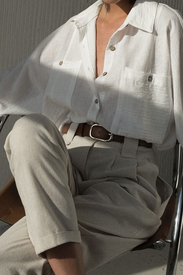 Karottenbeige Leinenhose - 2