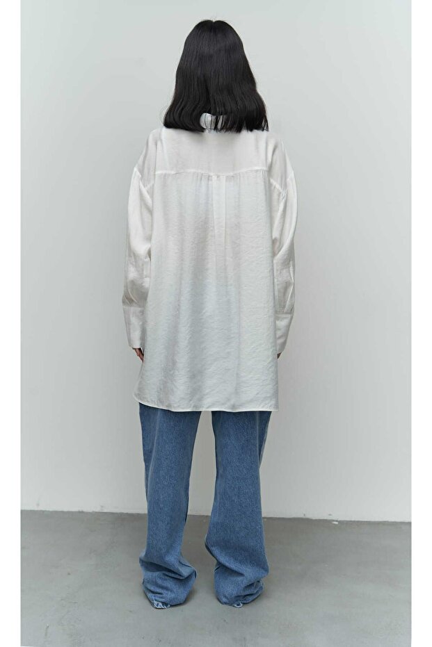 Zaria Beyaz Oversize Gömlek - 3