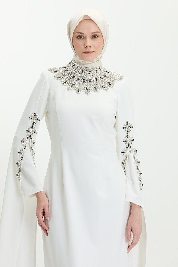 Taş İşlemeli Abiye Elbise - 4