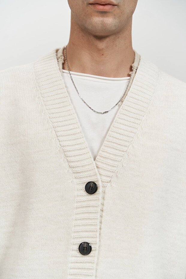 Raid Çift Yaka Ekru Erkek Triko Kazak - 5