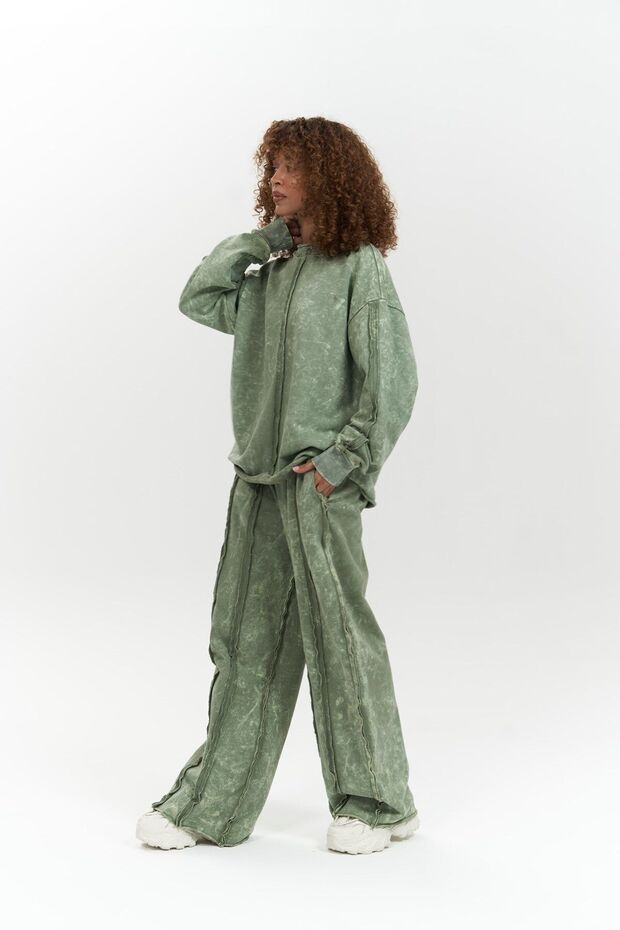 Briana Batik Washed Green Tracksuit Set