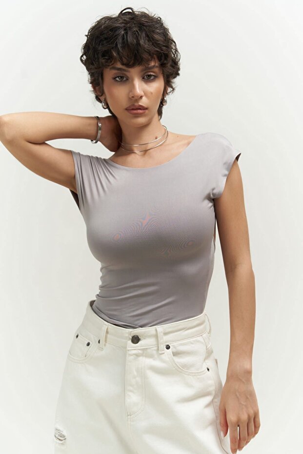 Nives Backless Gray Crop - 6