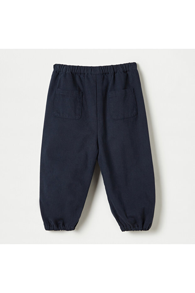 Solid Pants with Drawstring Closure and Pockets - 2