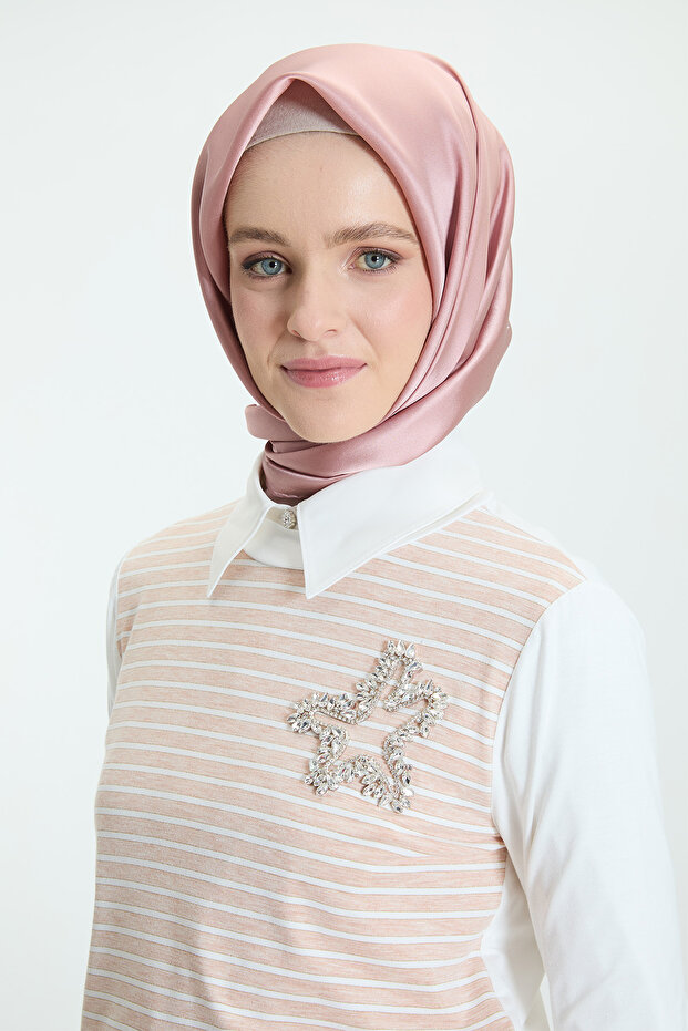 Çizgili Penye Bluz - 5