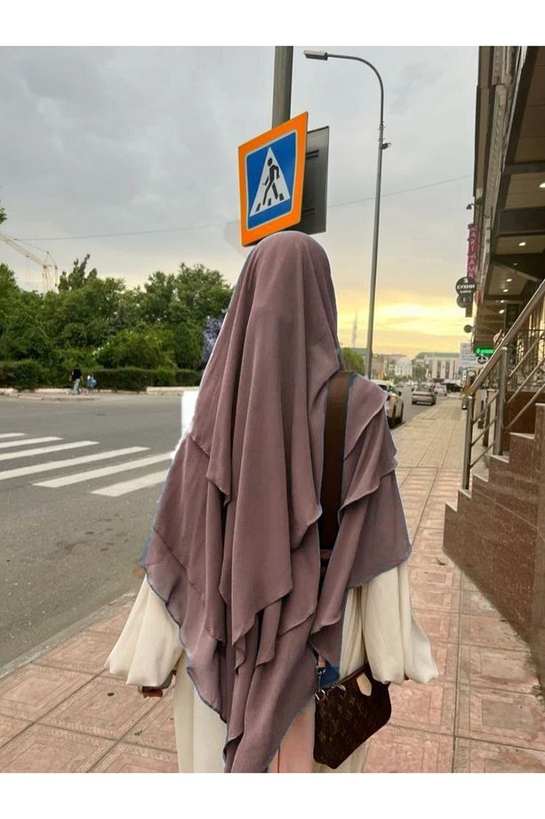 KOPYA - Hazır Bağlama Üç Katlı Şifon Hac Umre Şalı Sufle Khimar Hijab Siyah - 1