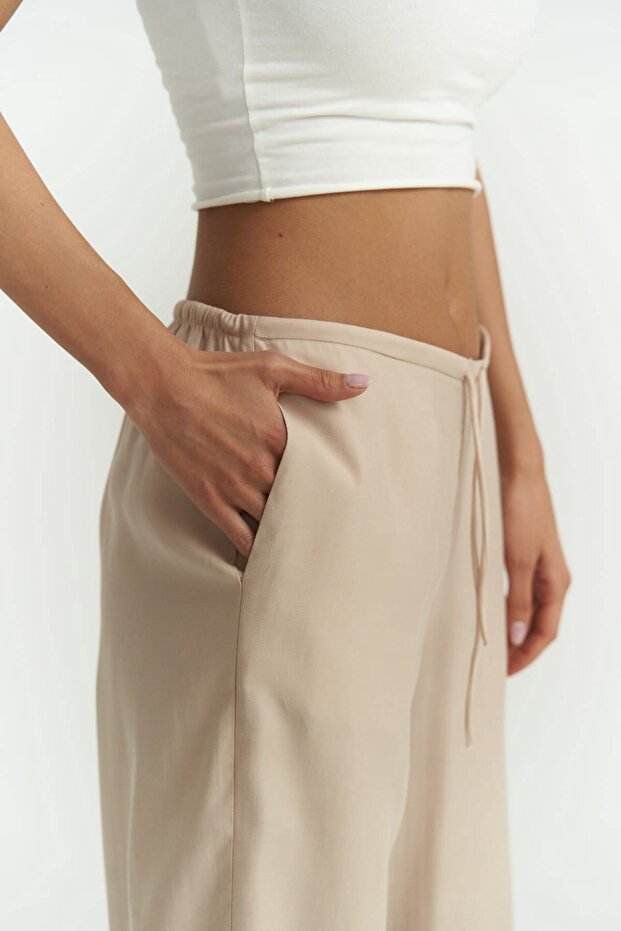 Paris Bej Basic Pantolon - 5